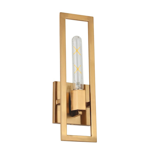 Dainolite Wisteria 14in 1-Light Wall Sconce | Contemporary Aged Brass Metal | Bedroom & Hallway Accent | 4 x 2 x 14 in | Model WTS-141W-AGB