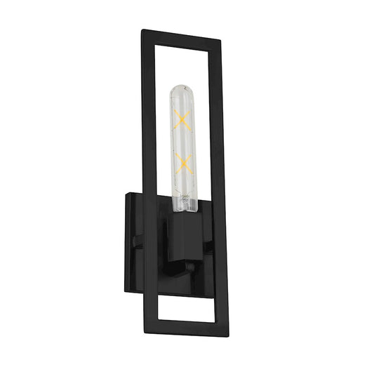 Dainolite Wisteria 14in 1-Light Wall Sconce | Contemporary Matte Black Metal | Bedroom & Hallway Accent | 4 x 2 x 14 in | Model WTS-141W-MB