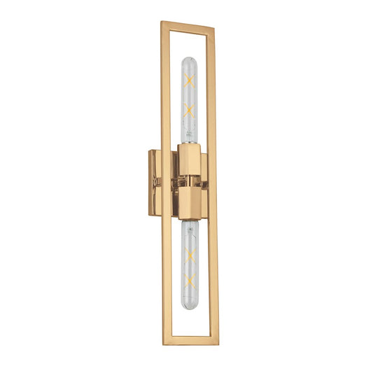 Dainolite Wisteria 22in 2-Light Wall Sconce | Contemporary Aged Brass Metal | Bedroom & Hallway Accent | 4 x 2 x 22 in | Model WTS-222W-AGB
