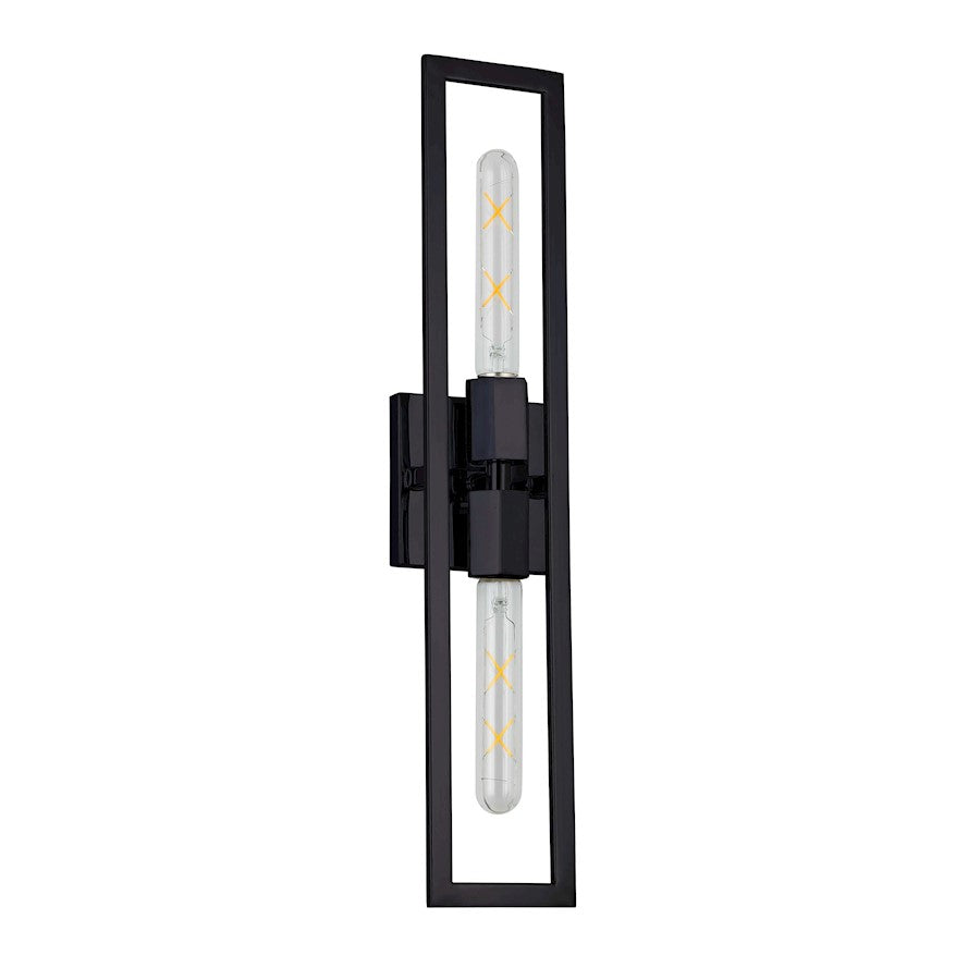 Dainolite Wisteria 22in 2-Light Wall Sconce | Contemporary Matte Black Metal | Hallway & Bedroom Accent | 4.5 x 22 in | Model WTS-222W-MB