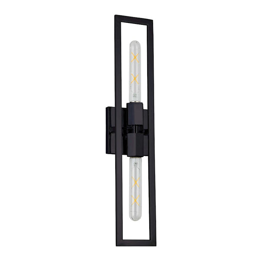 Dainolite Wisteria 22in 2-Light Wall Sconce | Contemporary Matte Black Metal | Hallway & Bedroom Accent | 4.5 x 22 in | Model WTS-222W-MB