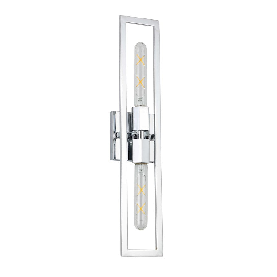 Dainolite Wisteria 22in 2-Light Wall Sconce | Contemporary Polished Chrome Metal | Hallway & Bedroom Accent | 4.5 x 22 in | Model WTS-222W-PC