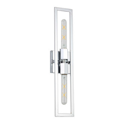Dainolite Wisteria 22in 2-Light Wall Sconce | Contemporary Polished Chrome Metal | Hallway & Bedroom Accent | 4.5 x 22 in | Model WTS-222W-PC