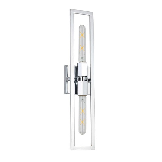 Dainolite Wisteria 22in 2-Light Wall Sconce | Contemporary Polished Chrome Metal | Hallway & Bedroom Accent | 4.5 x 22 in | Model WTS-222W-PC