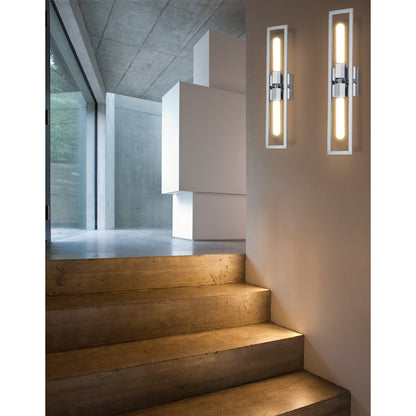 Dainolite Wisteria 22in 2-Light Wall Sconce | Contemporary Polished Chrome Metal | Hallway & Bedroom Accent | 4.5 x 22 in | Model WTS-222W-PC