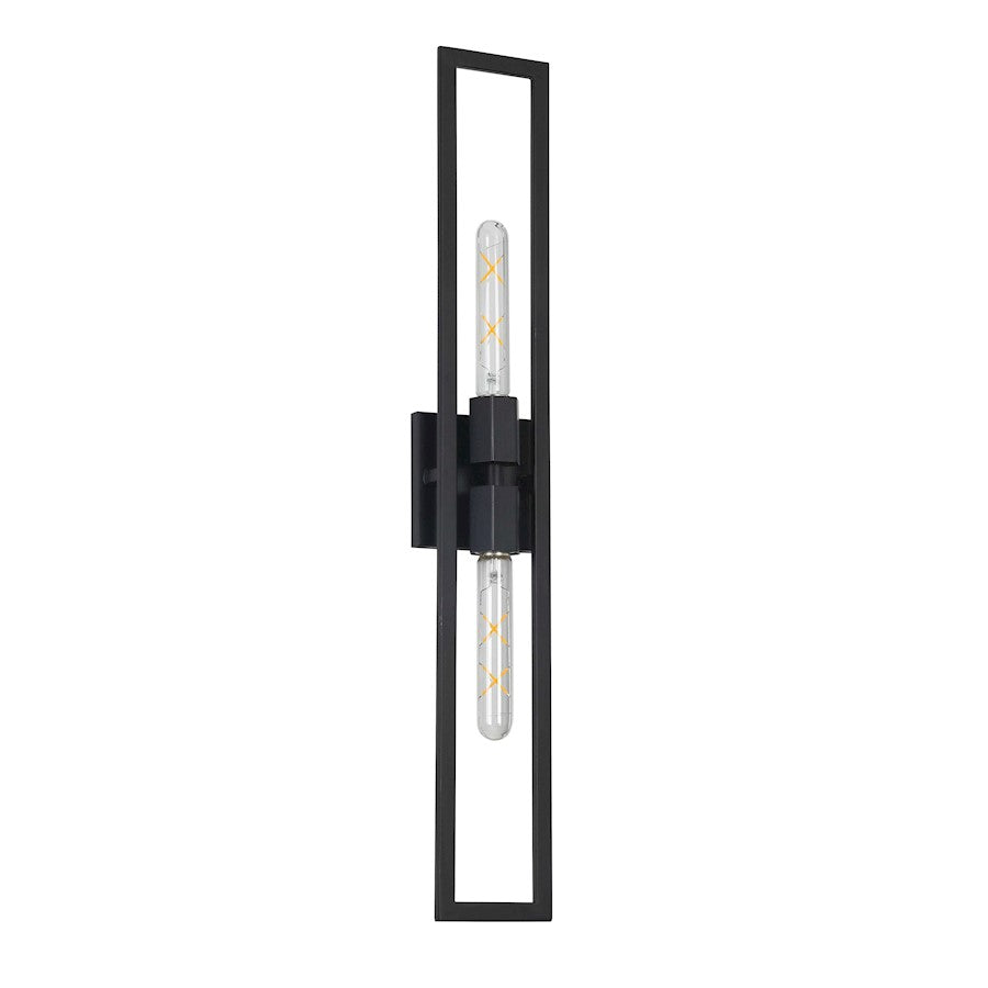 Dainolite Wisteria 29in 2-Light Wall Sconce | Contemporary Matte Black Metal | Hallway & Bedroom Accent | 4.5 x 29 in | Model WTS-292W-MB