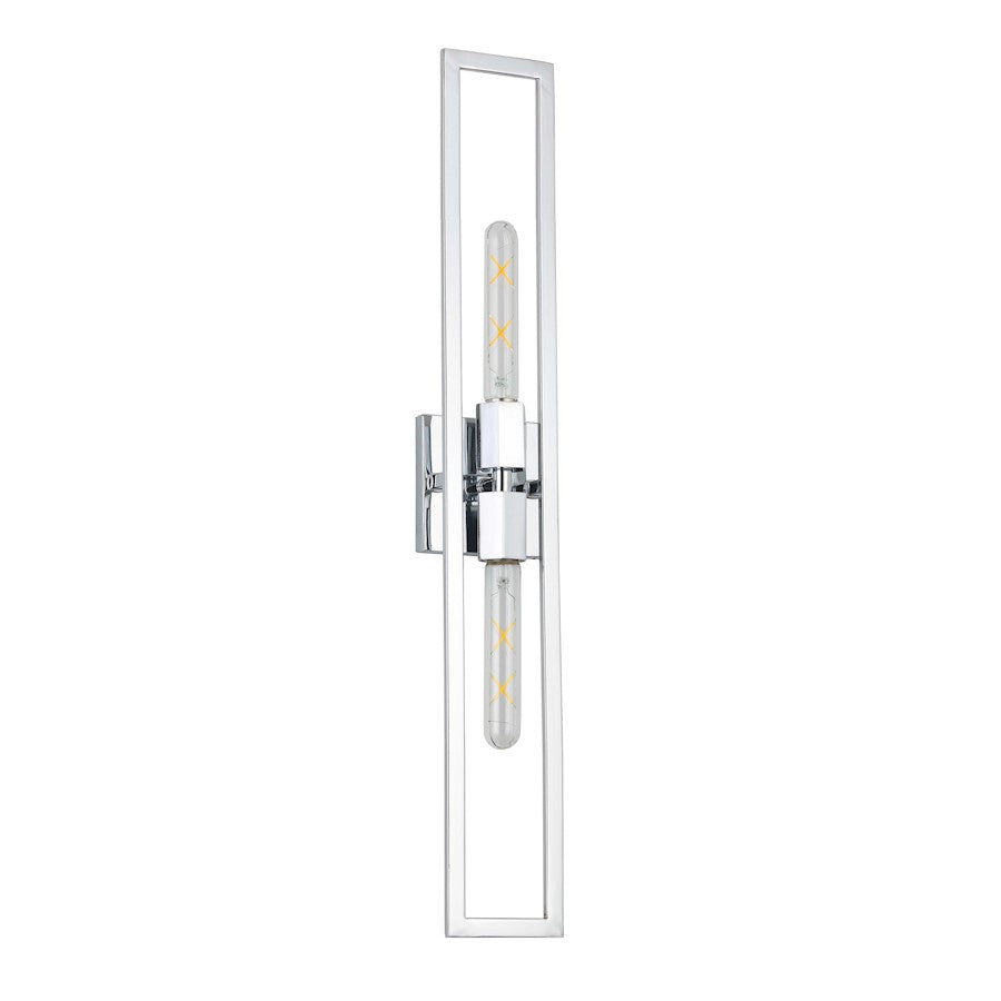 Dainolite Wisteria 29in 2-Light Wall Sconce | Contemporary Polished Chrome Metal | Hallway & Bedroom Accent | 4.5 x 29 in | Model WTS-292W-PC