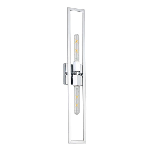 Dainolite Wisteria 29in 2-Light Wall Sconce | Contemporary Polished Chrome Metal | Hallway & Bedroom Accent | 4.5 x 29 in | Model WTS-292W-PC
