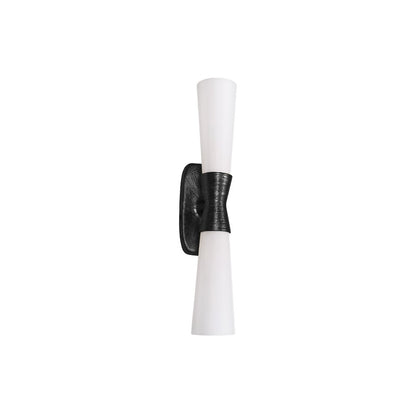 Dainolite Whitney 24in 2-Light Wall Sconce | Transitional Matte Black and White Glass | Hallway & Office | 4.75 x 5.25 x 24 in | Model WTY-192W-MB