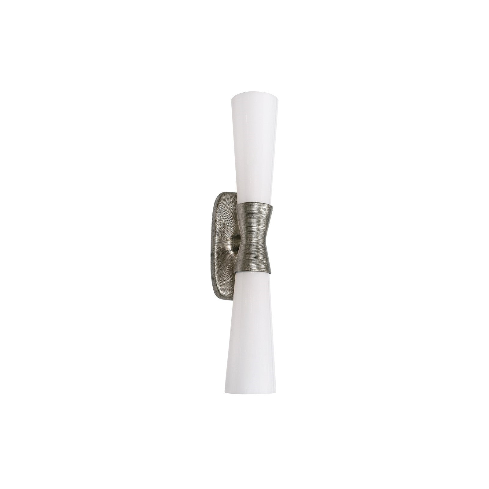 Dainolite Whitney 24in 2-Light Wall Sconce | Transitional Silver Plaster and White Glass | Hallway & Bathroom Ambient Light | 24 x | Model WTY-192W-SLV
