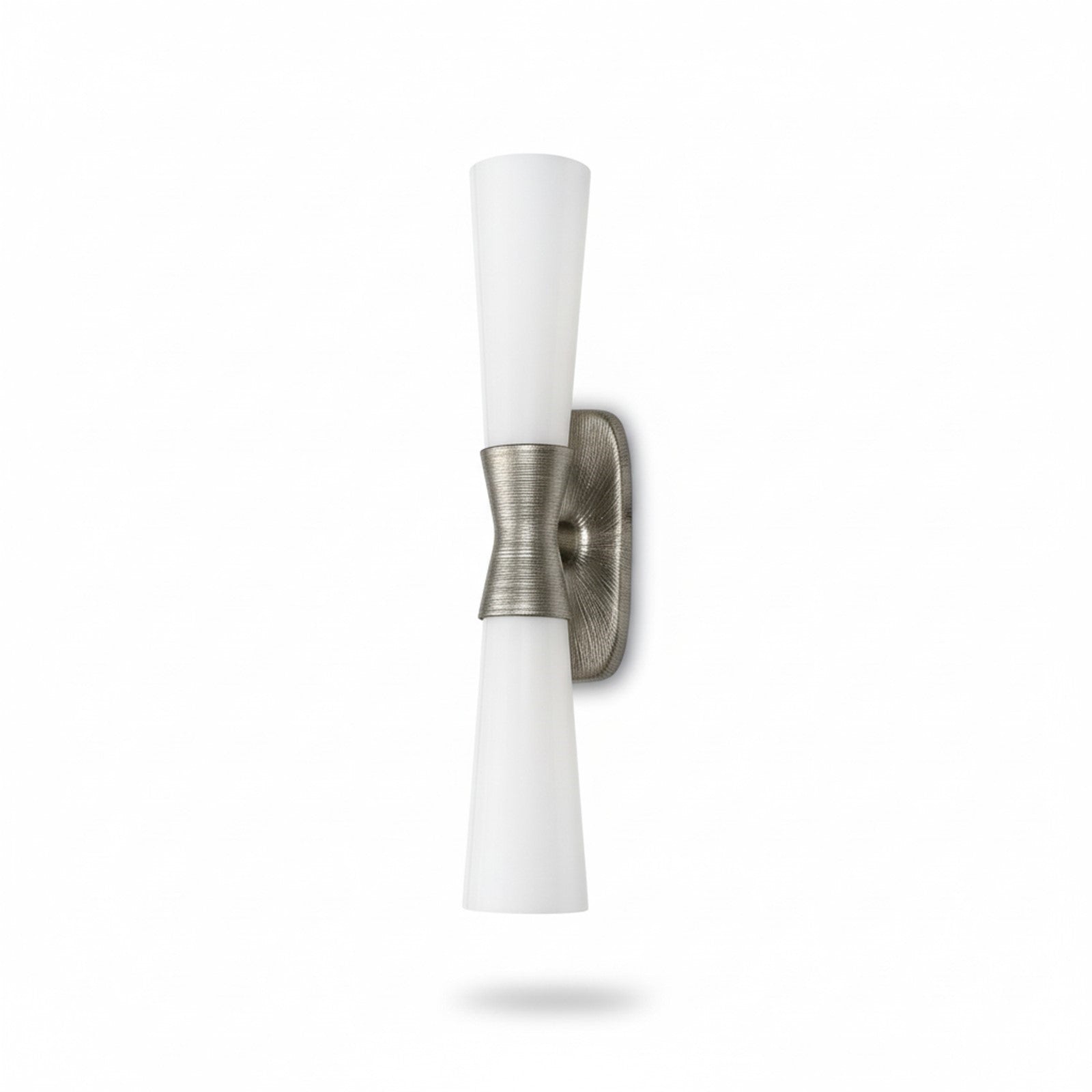 Dainolite Whitney 24in 2-Light Wall Sconce | Transitional Silver Plaster and White Glass | Hallway & Bathroom Ambient Light | 24 x | Model WTY-192W-SLV