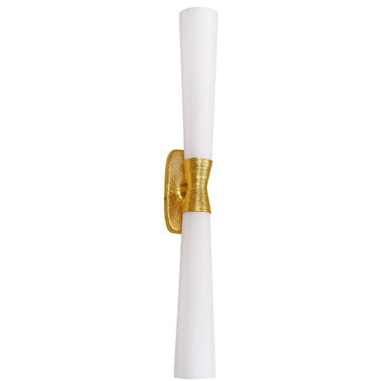 Dainolite Whitney 31.5in 2-Light Wall Sconce | Transitional Gold and White Glass | Hallway & Office | 6 x 7 x 31.5 in | Model WTY-312W-GLD