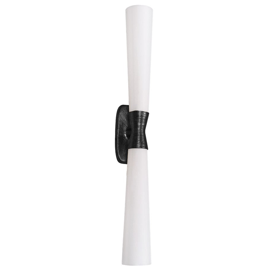 Dainolite Whitney 31.5in 2-Light Wall Sconce | Transitional Matte Black and White Glass | Hallway & Office | 6 x 7 x 31.5 in | Model WTY-312W-MB