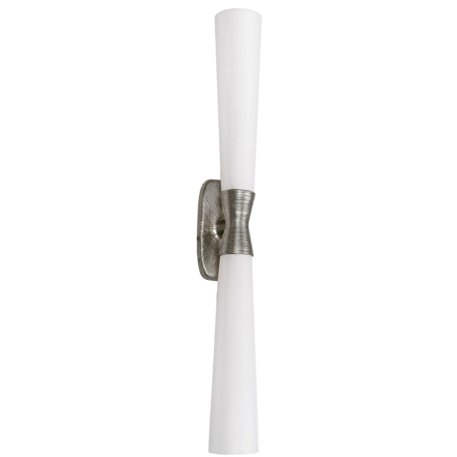 Dainolite Whitney 31.5in 2-Light Wall Sconce | Transitional Silver Plaster and White Glass | Hallway & Bathroom Accent | 31.5 x 4.75 | Model WTY-312W-SLV