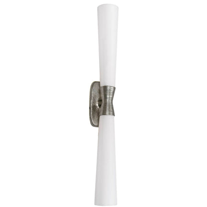 Dainolite Whitney 31.5in 2-Light Wall Sconce | Transitional Silver Plaster and White Glass | Hallway & Bathroom Accent | 31.5 x 4.75 | Model WTY-312W-SLV