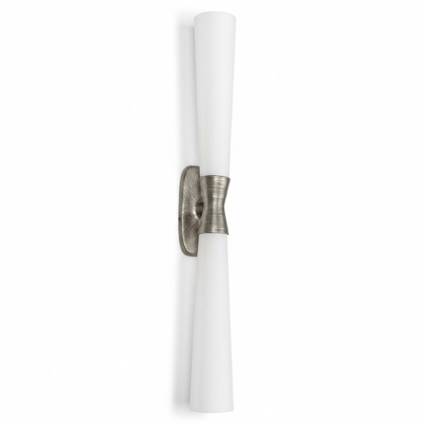 Dainolite Whitney 31.5in 2-Light Wall Sconce | Transitional Silver Plaster and White Glass | Hallway & Bathroom Accent | 31.5 x 4.75 | Model WTY-312W-SLV