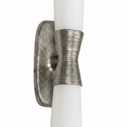 Dainolite Whitney 31.5in 2-Light Wall Sconce | Transitional Silver Plaster and White Glass | Hallway & Bathroom Accent | 31.5 x 4.75 | Model WTY-312W-SLV