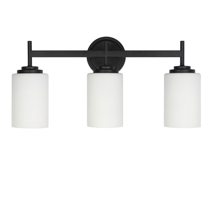 Dainolite Wynona 22.5in 3-Light Vanity Light | Contemporary Matte Black and Opal White Glass | Bathroom & Powder Room | Model WYN-223W-MB