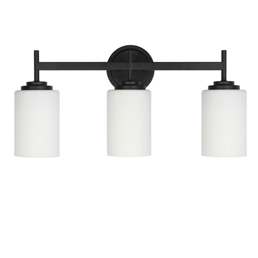Dainolite Wynona 22.5in 3-Light Vanity Light | Contemporary Matte Black and Opal White Glass | Bathroom & Powder Room | Model WYN-223W-MB