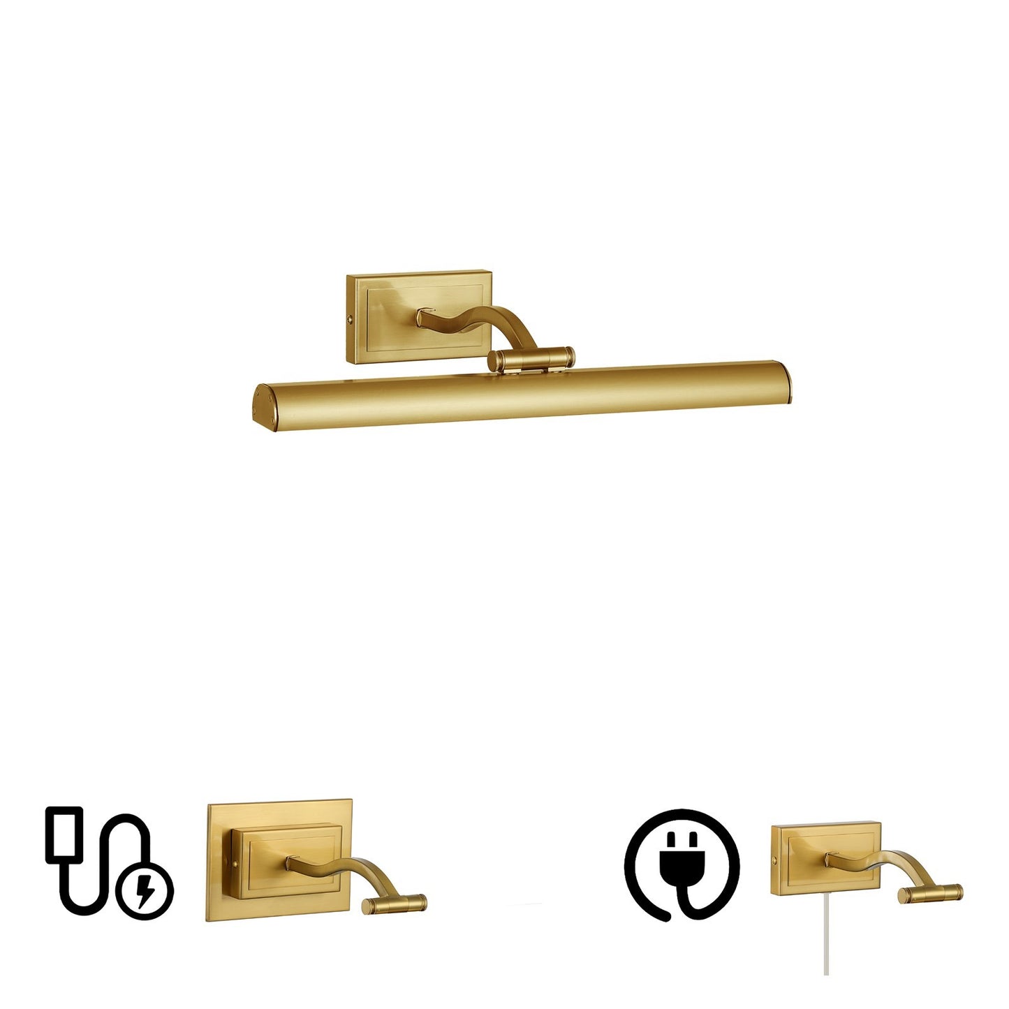 Dainolite Yvonne 16in 1-Light Picture Light | Contemporary Aged Brass Metal | Living Room & Hall Art Accent | 2051 Lumens | Model YVO333-16LED-AGB
