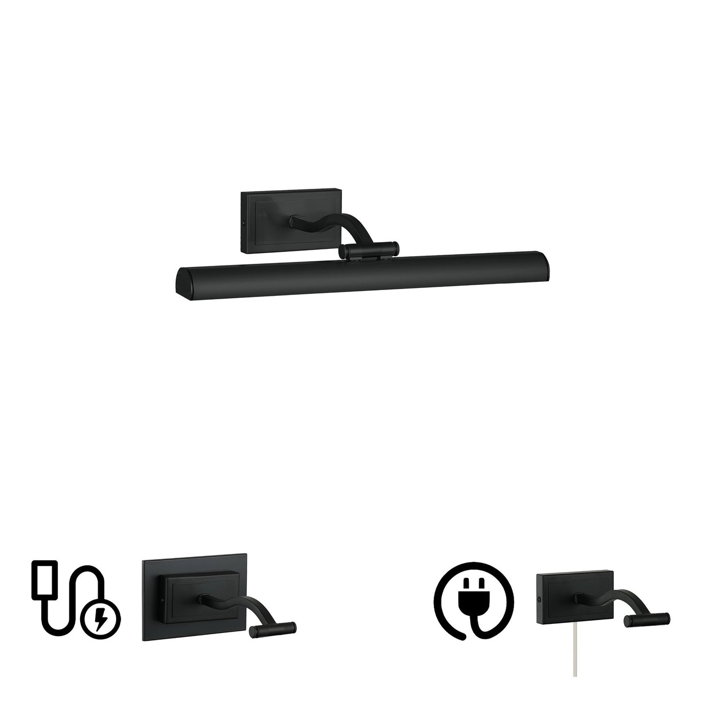 Dainolite Yvonne 16in 1-Light Picture Light | Contemporary Matte Black Metal | Living Room & Hall Art Accent | 2051 Lumens | Model YVO333-16LED-MB