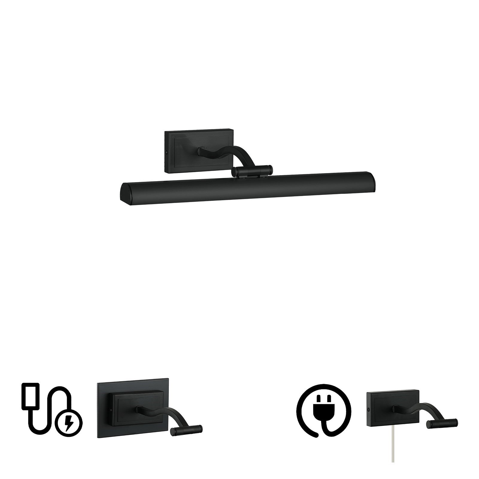Dainolite Yvonne 16in 1-Light Picture Light | Contemporary Matte Black Metal | Living Room & Hall Art Accent | 2051 Lumens | Model YVO333-16LED-MB