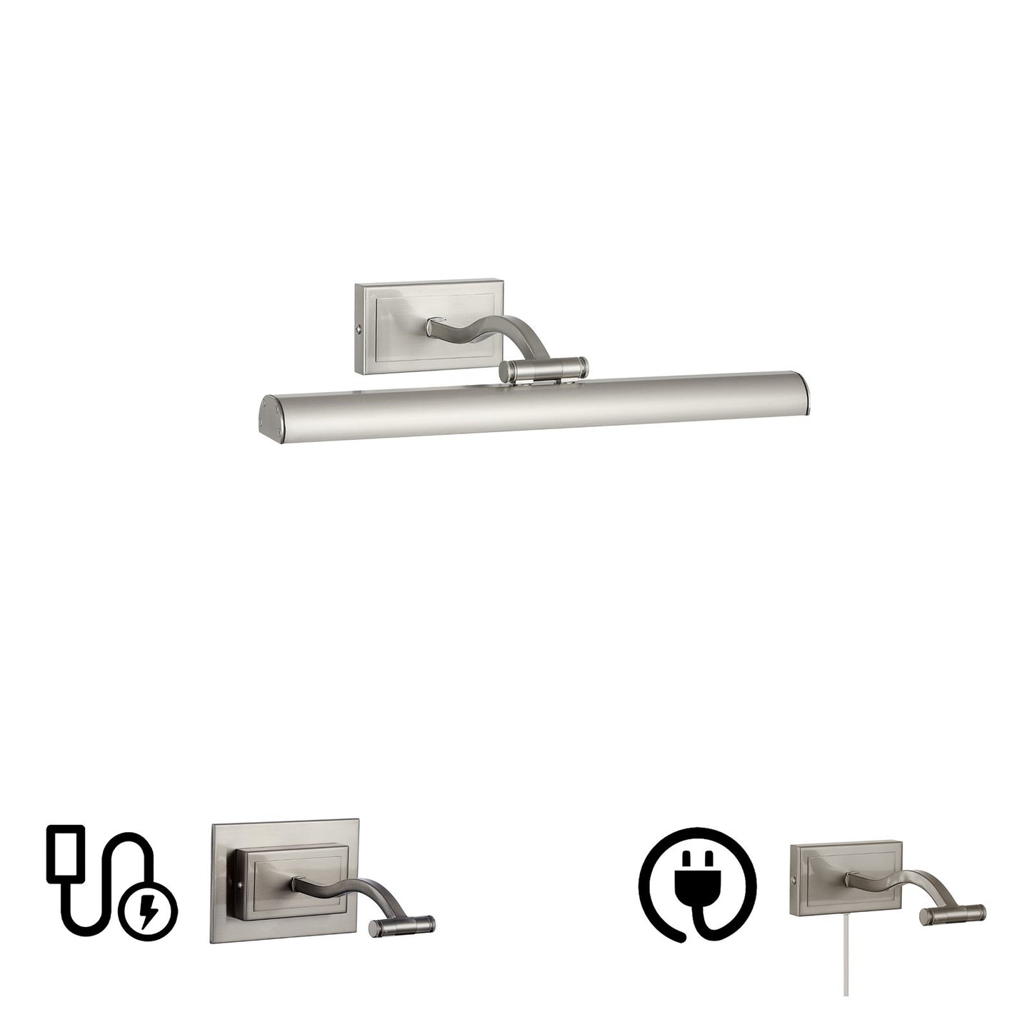 Dainolite Yvonne 16in 1-Light Picture Light | Contemporary Satin Chrome Metal | Living Room & Hall Art Accent | 2051 Lumens | Model YVO333-16LED-SC