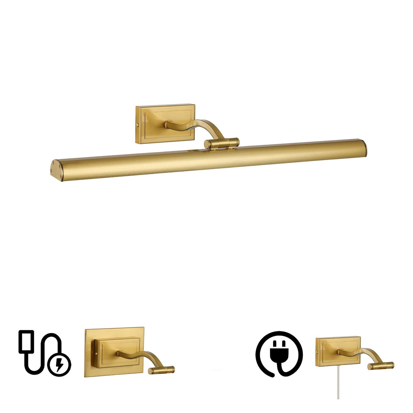 Dainolite Yvonne 24in 1-Light Picture Light | Contemporary Aged Brass Metal | Living Room & Hall Art Accent | 2928 Lumens | Model YVO333-24LED-AGB