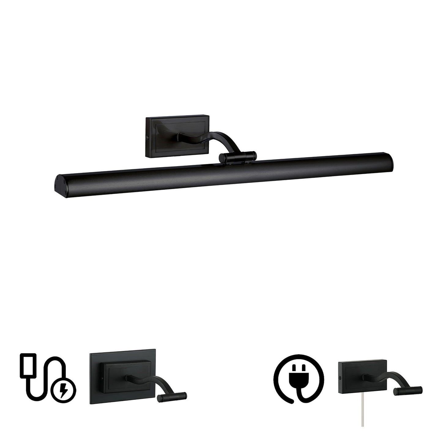 Dainolite Yvonne 24in 1-Light Picture Light | Contemporary Matte Black Metal | Living Room & Hall Art Accent | 2928 Lumens, 5-CCT | Model YVO333-24LED-MB