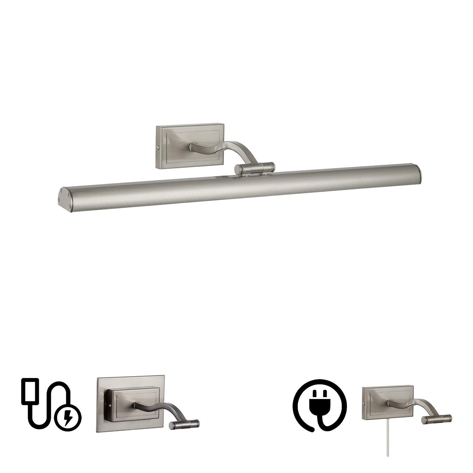 Dainolite Yvonne 24in 1-Light Picture Light | Contemporary Satin Chrome Metal | Living Room & Hall Art Accent | 2928 Lumens, 5-CCT | Model YVO333-24LED-SC