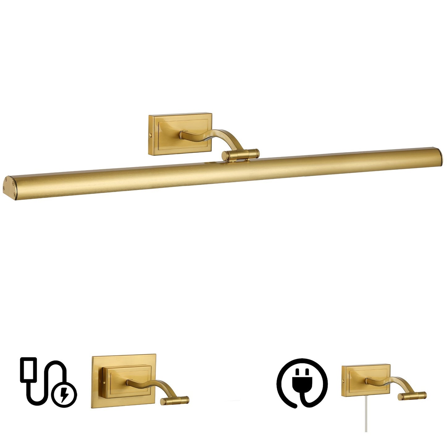 Dainolite Yvonne 32in 1-Light Picture Light | Contemporary Aged Brass Metal | Living Room & Hall Art Accent | 3813 Lumens, 5-CCT | Model YVO333-32LED-AGB