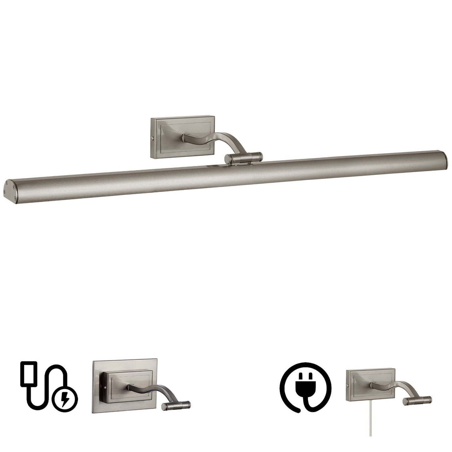Dainolite Yvonne 32in 1-Light LED Picture Light | Contemporary Satin Chrome Metal | Living Room & Hallway Art Accent | 32 x 9 x | Model YVO333-32LED-SC