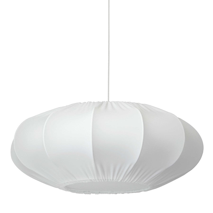 Dainolite Zoey 20in 1-Light Square Pendant | Contemporary White and Polished Chrome with Silver Fabric Shade | Kitchen Island | Model ZOE-221P-WH-900