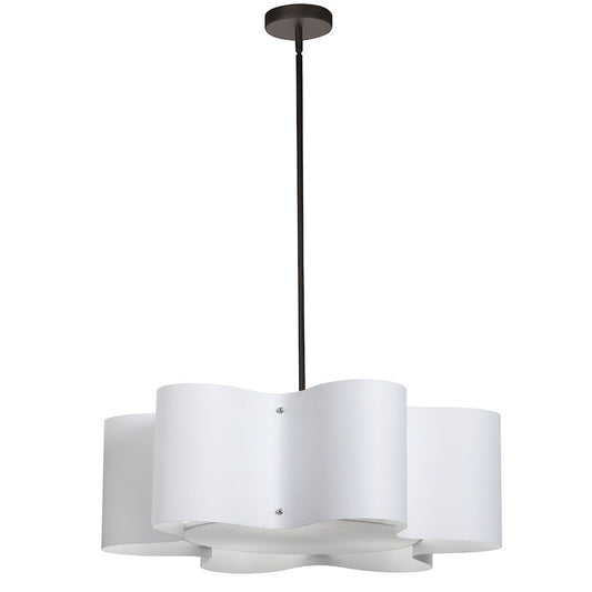 Dainolite Zulu 24in 3-Light Wave Drum Pendant | Modern Matte Black and White Fabric | Kitchen Island & Dining Room | 24 x 24 x 8 in | Model ZUL-243-MB-WHT