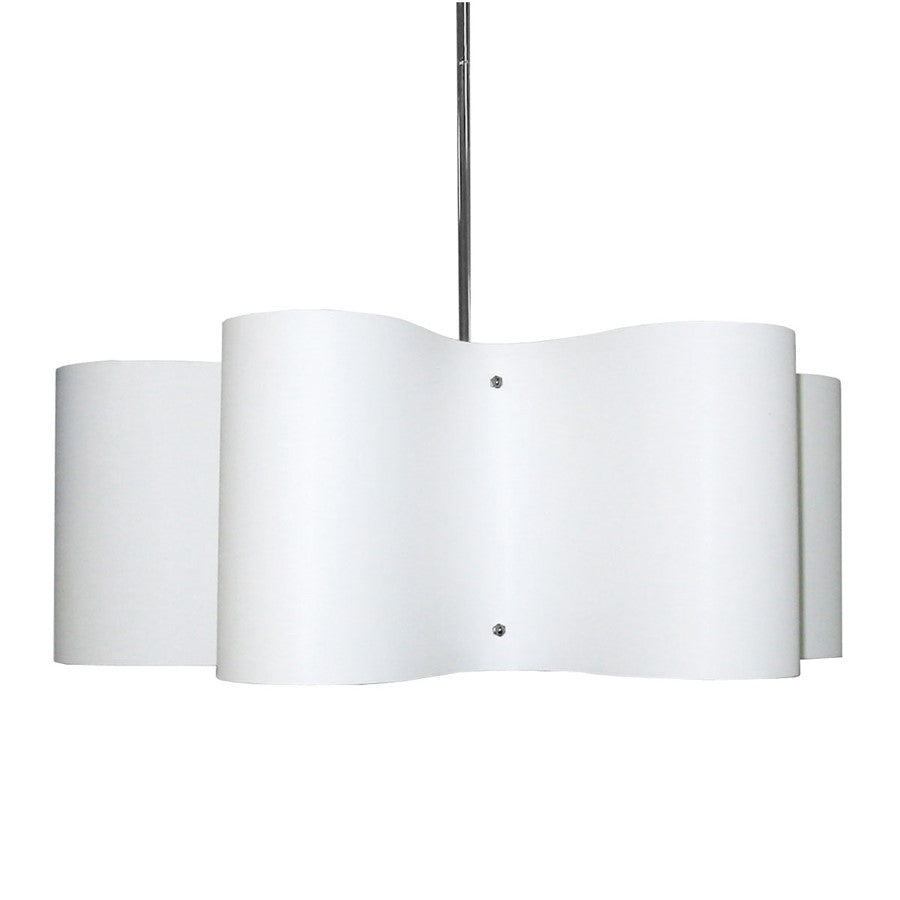 Dainolite Zulu 24in 3-Light Pendant | Modern White Fabric and Polished Chrome | Kitchen Island & Dining Room | 24 x 24 x 8.5 in | Model ZUL-243-PC-WH