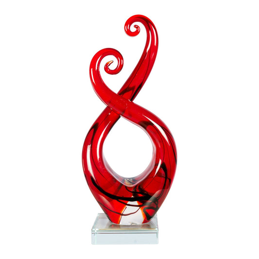 Dale Tiffany Crimson Infinity Handcrafted Art Glass Sculpture | Contemporary Red & Black Curved Design | Living Room & Office Display | Model AS26034
