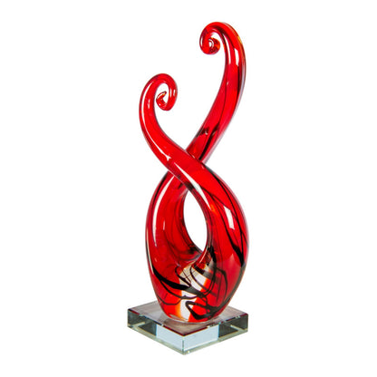 Dale Tiffany Crimson Infinity Handcrafted Art Glass Sculpture | Contemporary Red & Black Curved Design | Living Room & Office Display | Model AS26034