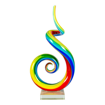 Dale Tiffany Rainbow Spiral Handcrafted Art Glass Sculpture | Vibrant Multi-Color Twisted Design | Living Room & Office Display | 3.25in | Model AS26035