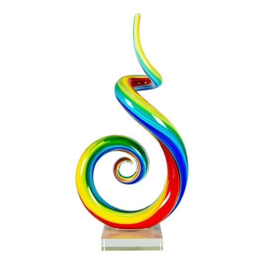 Dale Tiffany Rainbow Spiral Handcrafted Art Glass Sculpture | Vibrant Multi-Color Twisted Design | Living Room & Office Display | 3.25in | Model AS26035