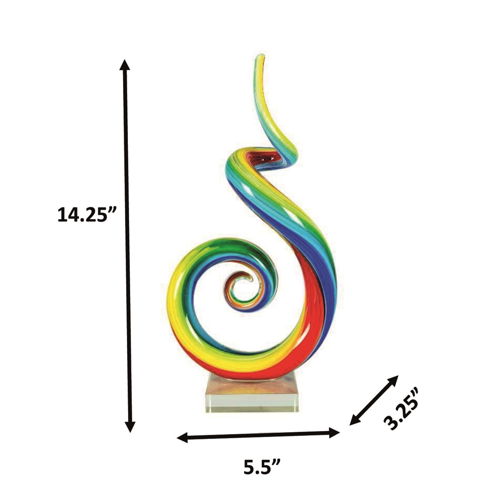 Dale Tiffany Rainbow Spiral Handcrafted Art Glass Sculpture | Vibrant Multi-Color Twisted Design | Living Room & Office Display | 3.25in | Model AS26035