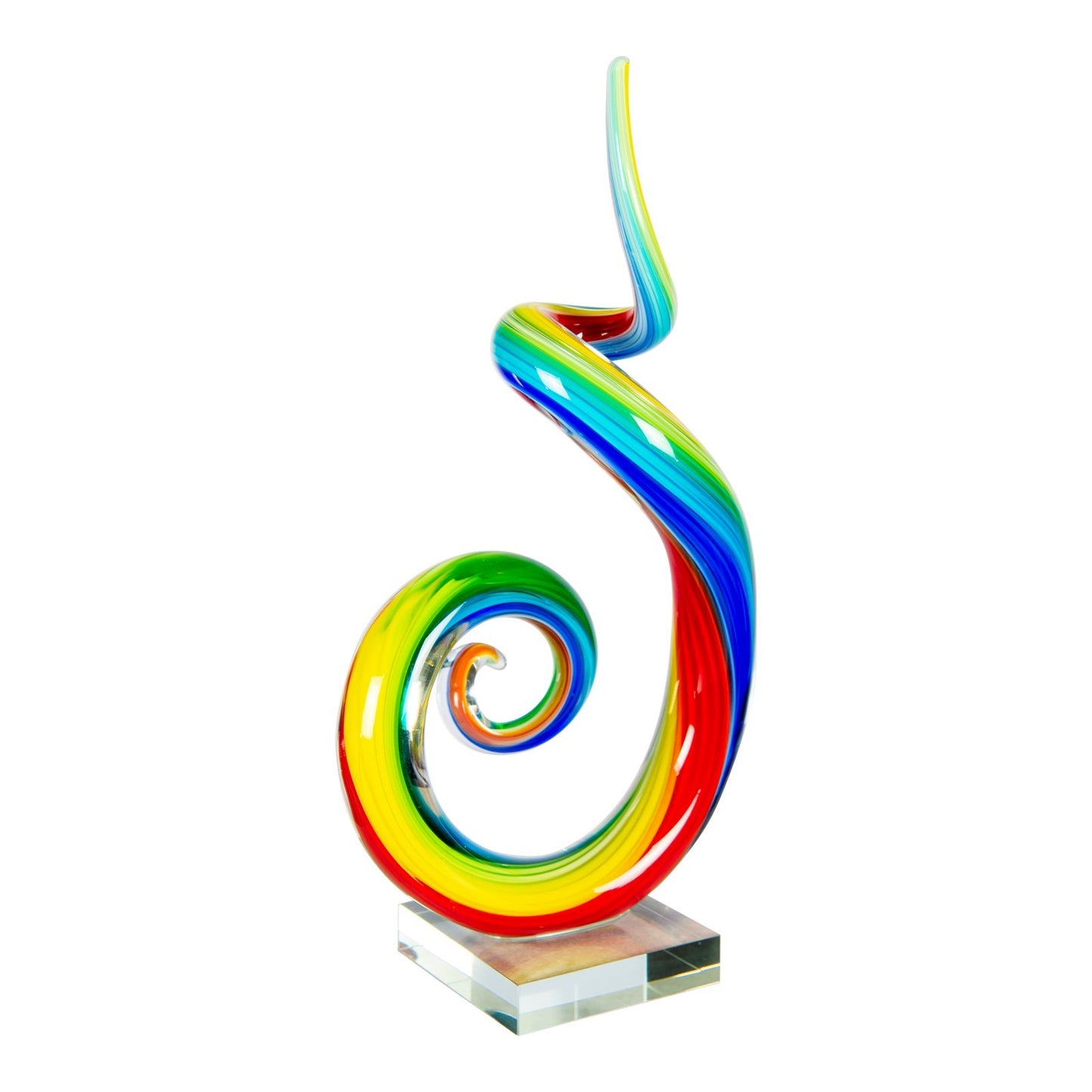 Dale Tiffany Rainbow Spiral Handcrafted Art Glass Sculpture | Vibrant Multi-Color Twisted Design | Living Room & Office Display | 3.25in | Model AS26035