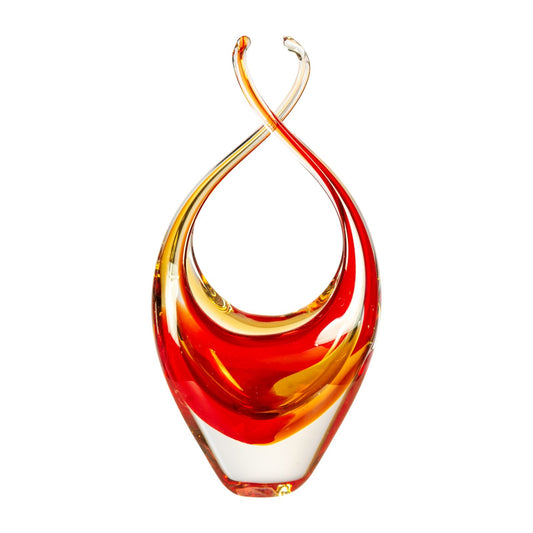 Dale Tiffany Sunset Embrace Handcrafted Art Glass Sculpture | Warm Orange & Red Flowing Design | Living Room & Office Display | 2.25in | Model AS26036