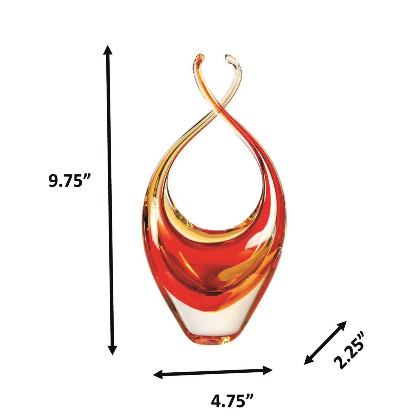 Dale Tiffany Sunset Embrace Handcrafted Art Glass Sculpture | Warm Orange & Red Flowing Design | Living Room & Office Display | 2.25in | Model AS26036