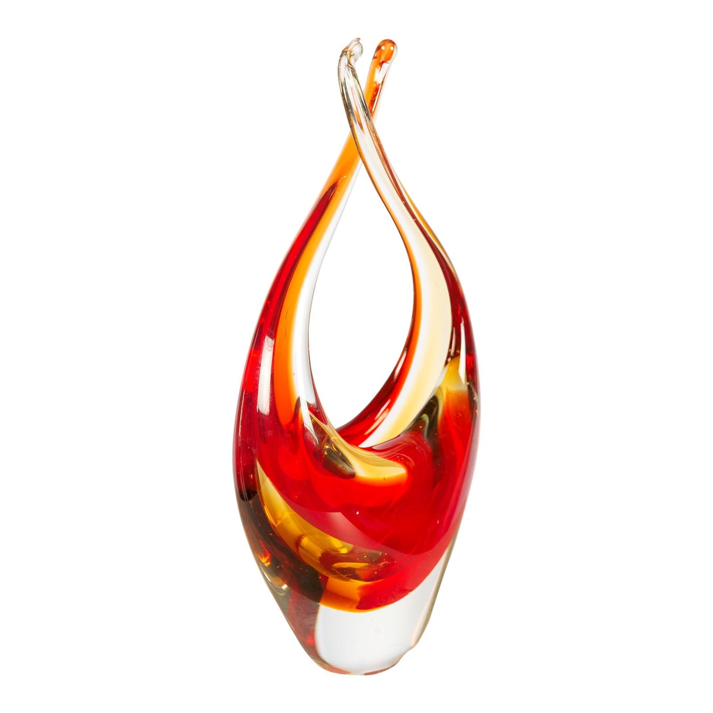 Dale Tiffany Sunset Embrace Handcrafted Art Glass Sculpture | Warm Orange & Red Flowing Design | Living Room & Office Display | 2.25in | Model AS26036