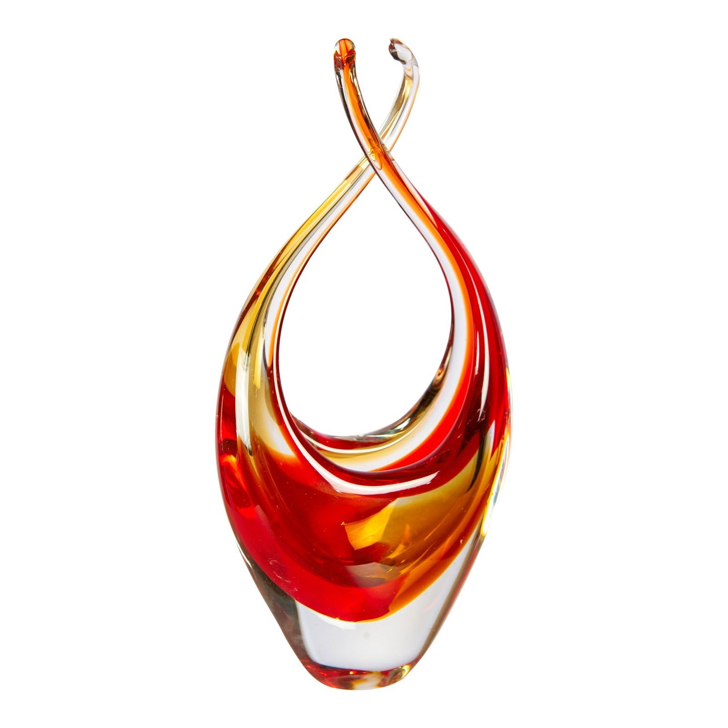 Dale Tiffany Sunset Embrace Handcrafted Art Glass Sculpture | Warm Orange & Red Flowing Design | Living Room & Office Display | 2.25in | Model AS26036