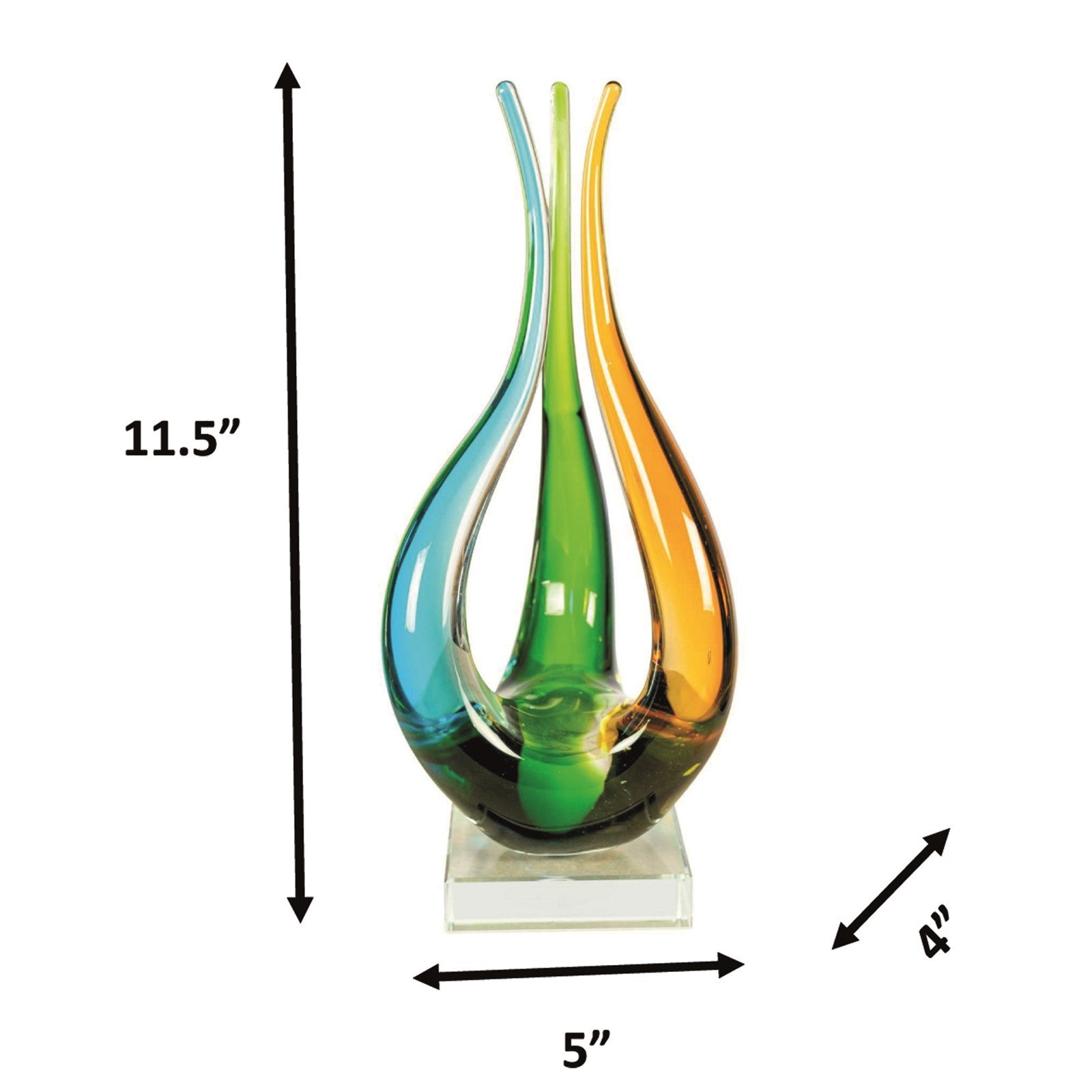 Dale Tiffany Harmony Trio Handcrafted Art Glass Sculpture | Blue, Green & Amber Three-Form Design | Living Room & Office Display | 4 x5in | Model AS26037