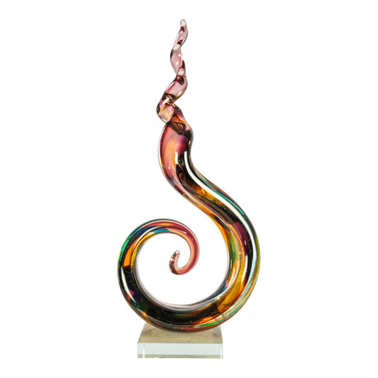 Dale Tiffany Twilight Twist Handcrafted Art Glass Sculpture | Abstract Twisting Form, Deep Layered Multi-color | Living Room & Entryway | Model AS26039