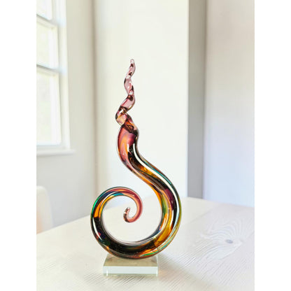 Dale Tiffany Twilight Twist Handcrafted Art Glass Sculpture | Abstract Twisting Form, Deep Layered Multi-color | Living Room & Entryway | Model AS26039