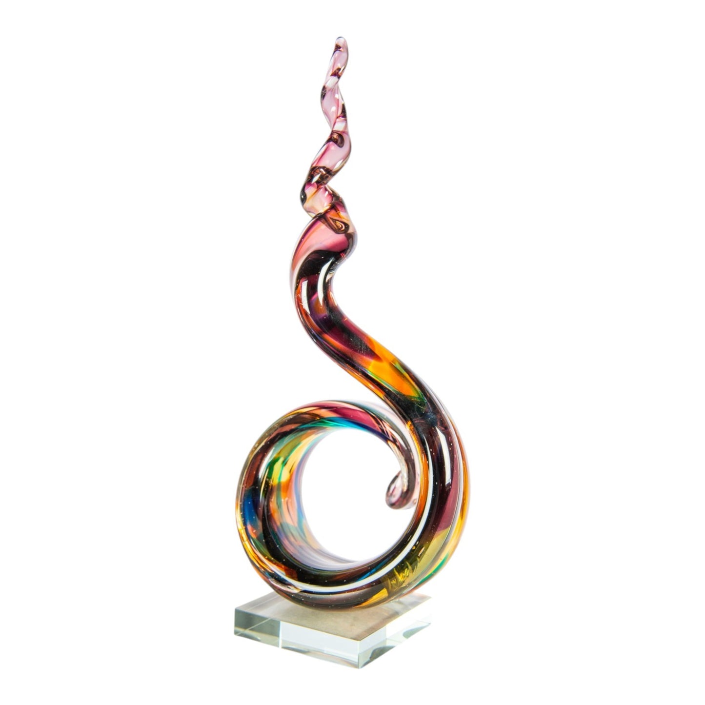 Dale Tiffany Twilight Twist Handcrafted Art Glass Sculpture | Abstract Twisting Form, Deep Layered Multi-color | Living Room & Entryway | Model AS26039