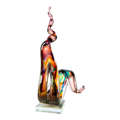 Dale Tiffany Twilight Twist Handcrafted Art Glass Sculpture | Abstract Twisting Form, Deep Layered Multi-color | Living Room & Entryway | Model AS26039